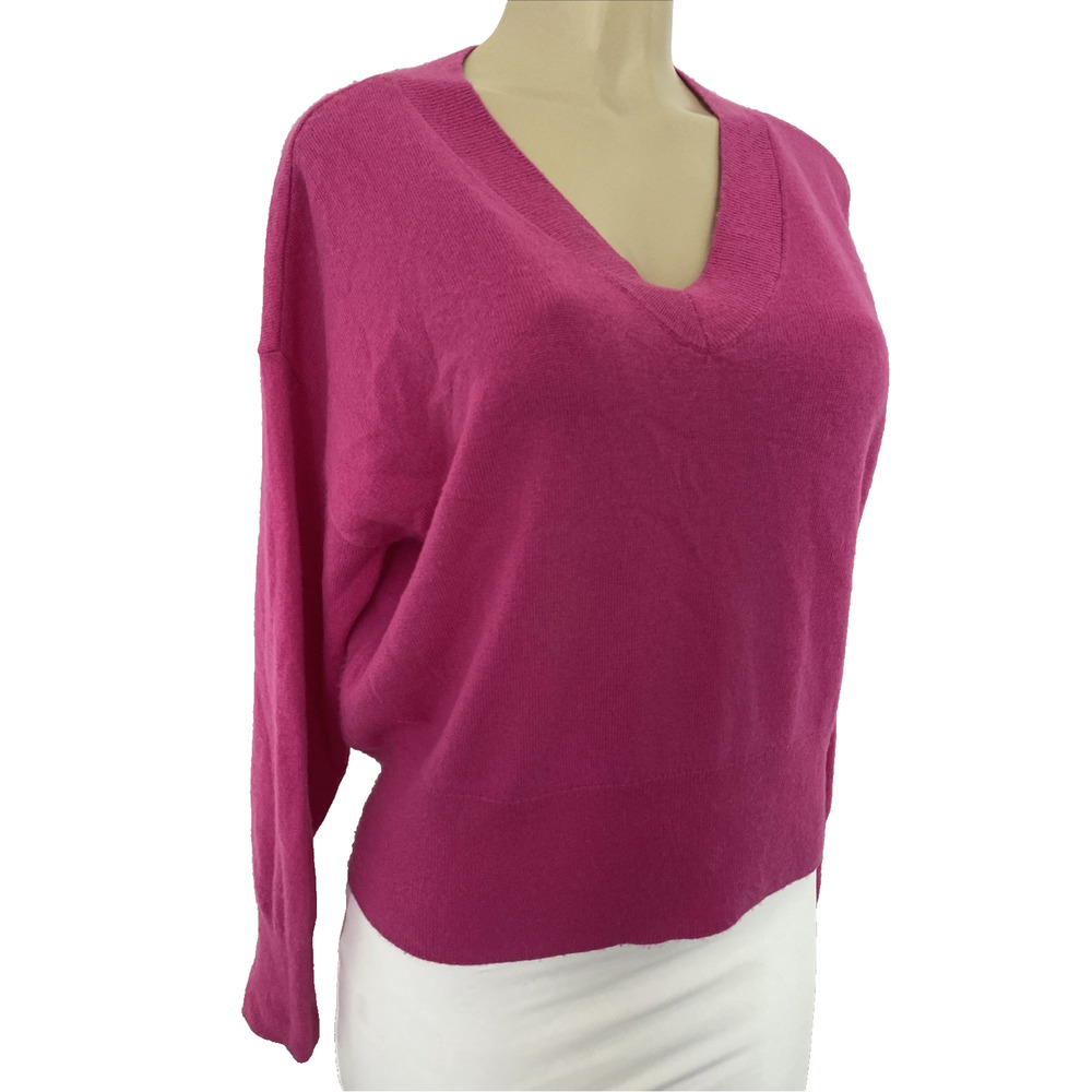 MAX&MOI Amour Sweater V Neck Cashmere Fuchsia Purple Pink Long Sleeve Piata M - Picture 4 of 9